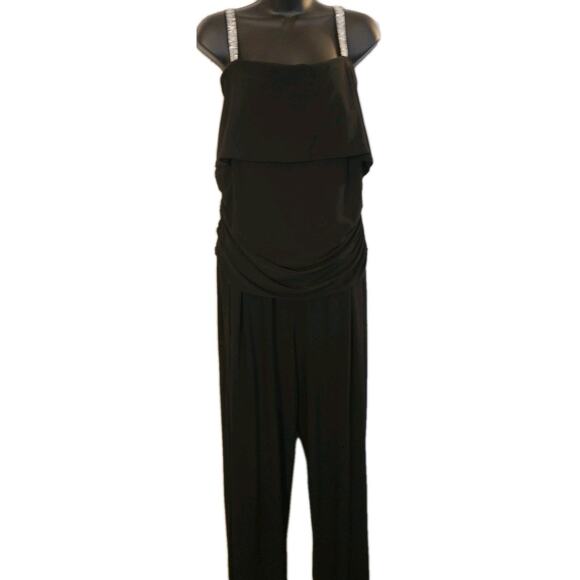 R&M Richards Womens Embellished Wide-Leg Cold-Shoulder Jumpsuit Plus Size 18 W. - Picture 12 of 14